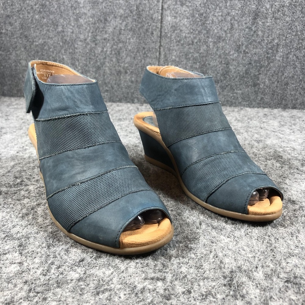 Earth‎ Coriander Wedge Sandals Womens 11 Moroccan Blue Slingback Comfort